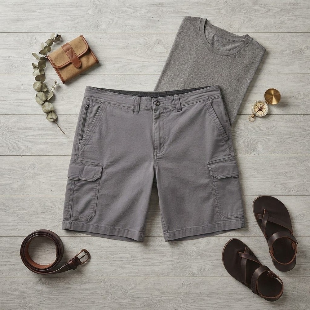 Copper & Oak Mens Gray Ripstop Cargo Shorts Size 40 Utility Outdoor Casual